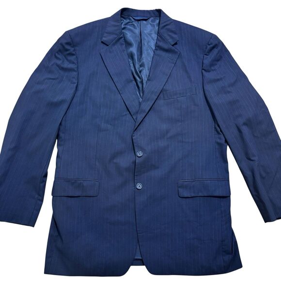 Burberry London Blazer Men’s 44L Wool Navy Single Breasted Sport Coat Striped - Picture 1 of 7
